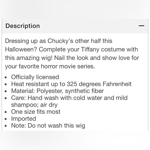 Bride of Chucky Wig - Picture 3 of 4